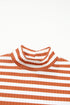 Striped Print Textured Knit Long Sleeve Tee